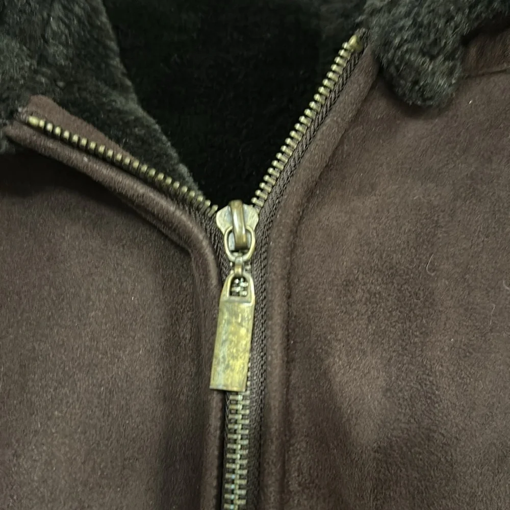 Vintage  Marvin Richards Brown Hooded Faux Suede Jacket and Faux Fur Lining, S